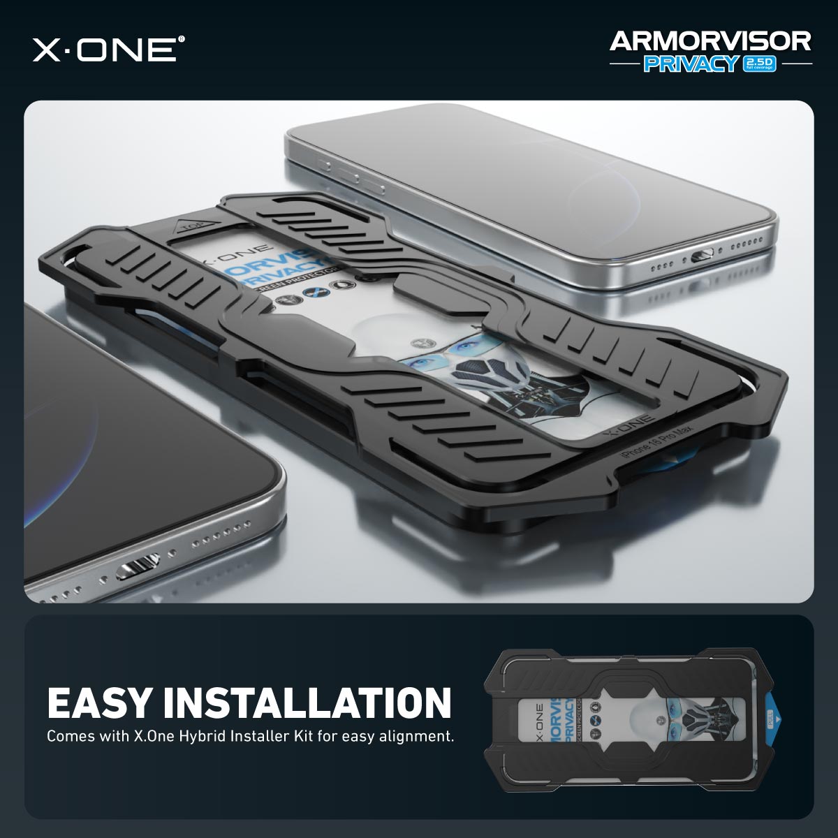 X.One® Hybrid Polymer Impact Screen Protector with Installer Kit