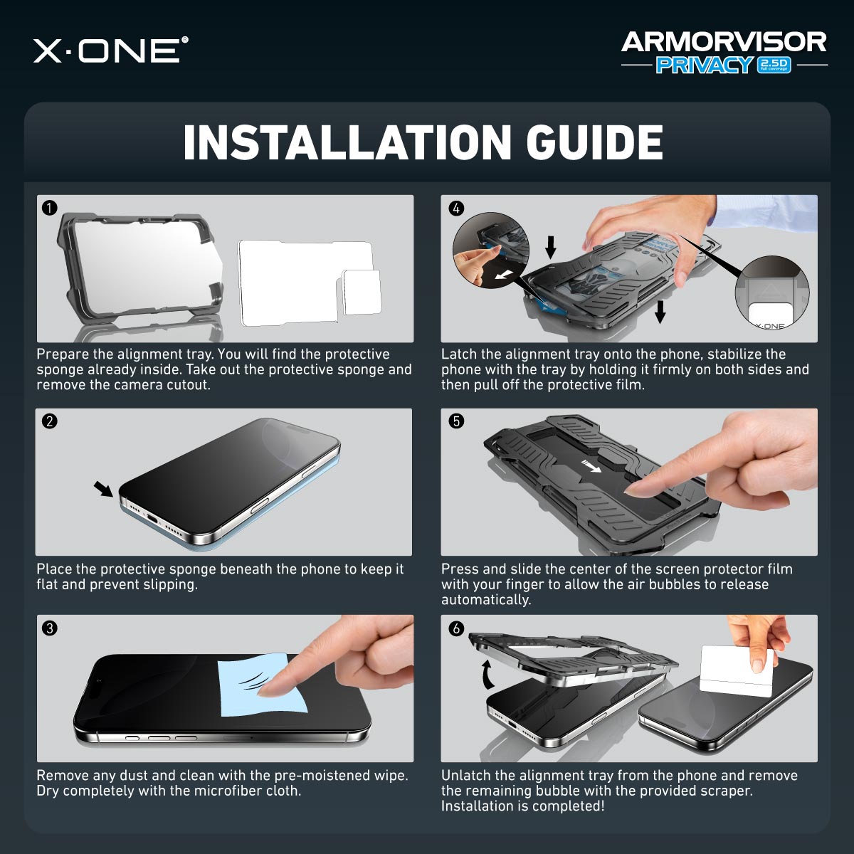 X.One® Hybrid Polymer Impact Screen Protector with Installer Kit