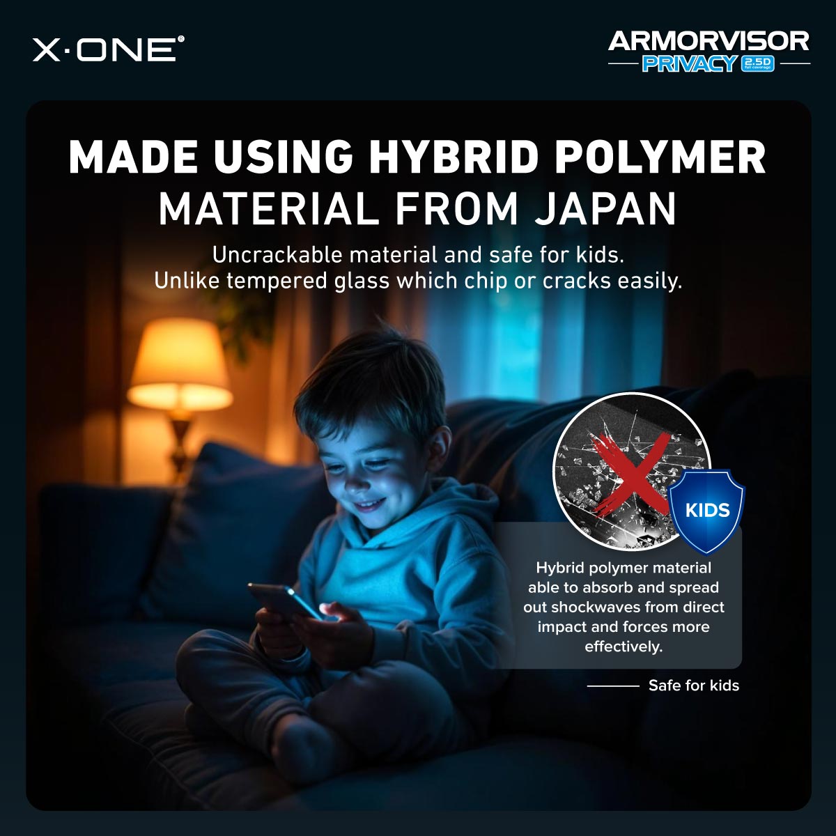 X.One® Hybrid Polymer Impact Screen Protector with Installer Kit