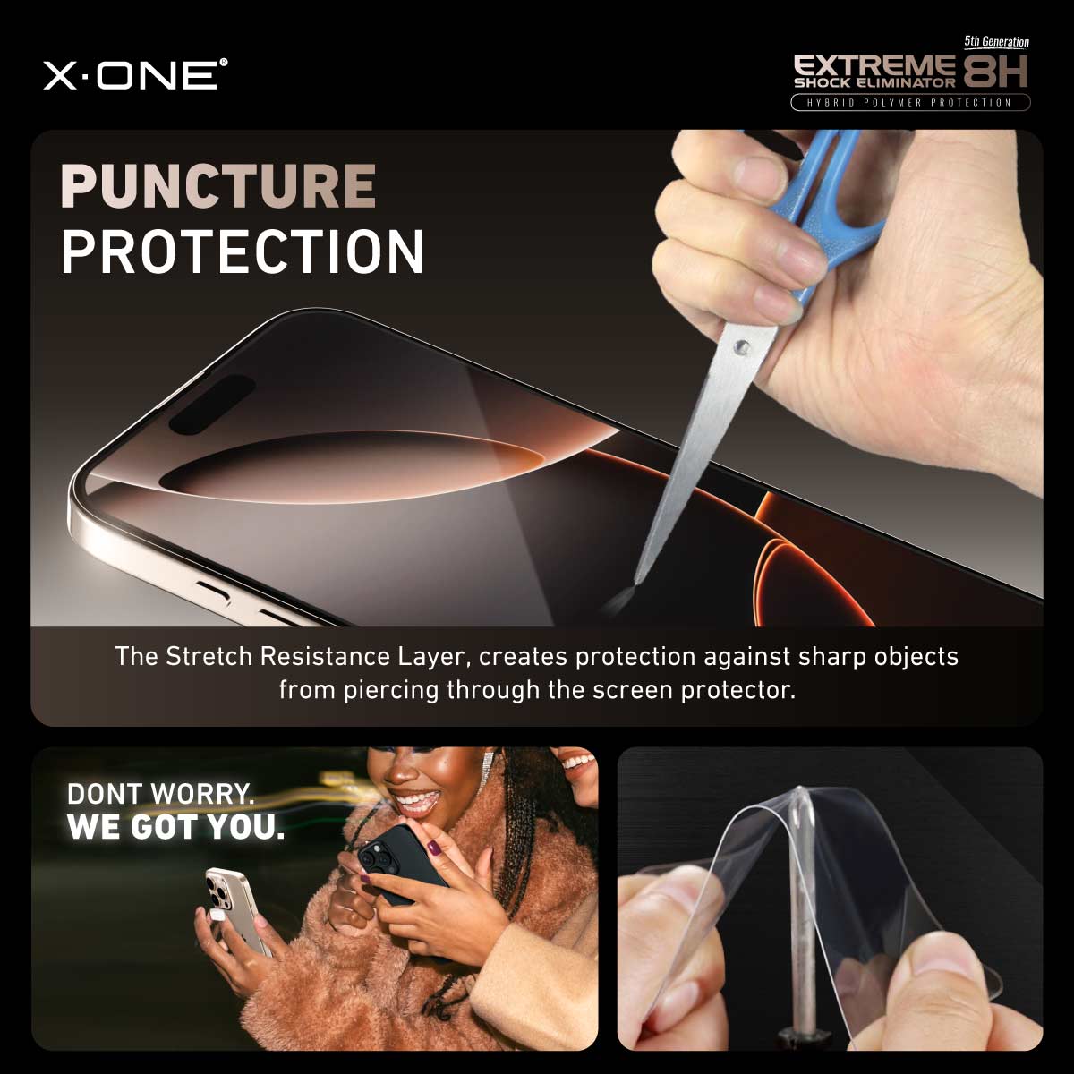 X.One® Hybrid Polymer Impact Screen Protector (ClearHD) with Installer Kit