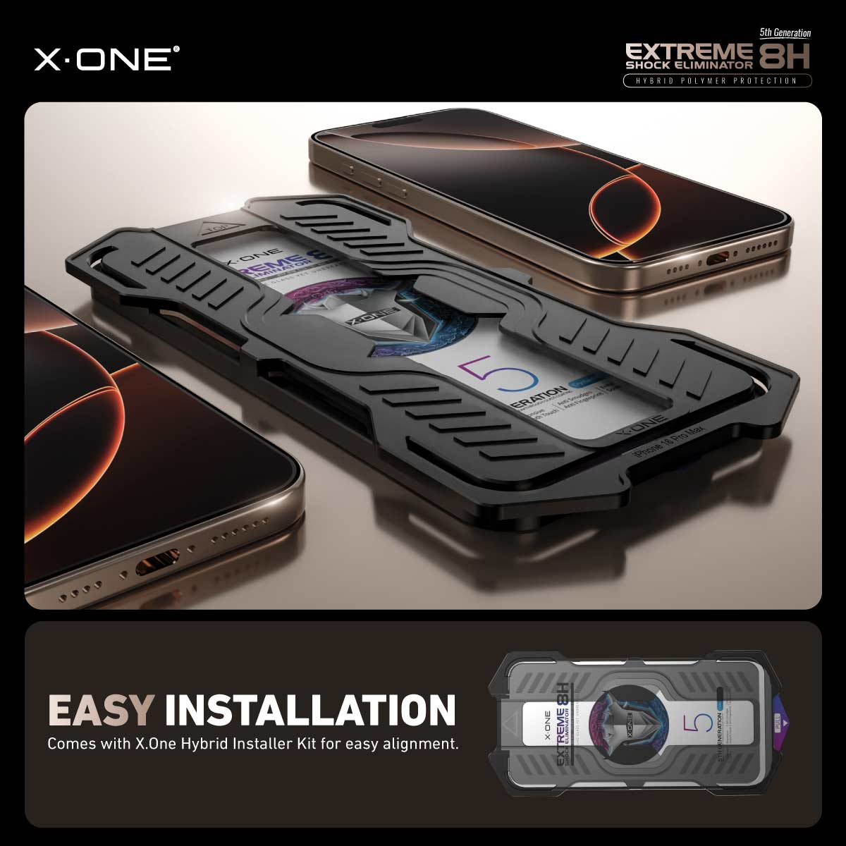 X.One® Hybrid Polymer Impact Screen Protector (ClearHD) with Installer Kit