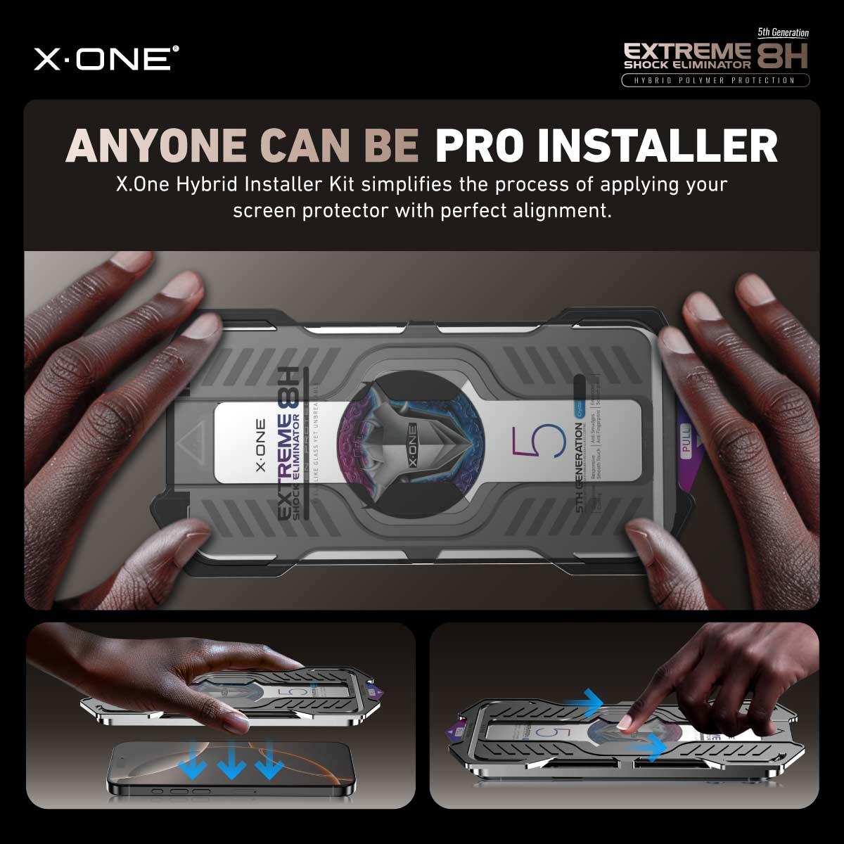 X.One® Hybrid Polymer Impact Screen Protector (ClearHD) with Installer Kit