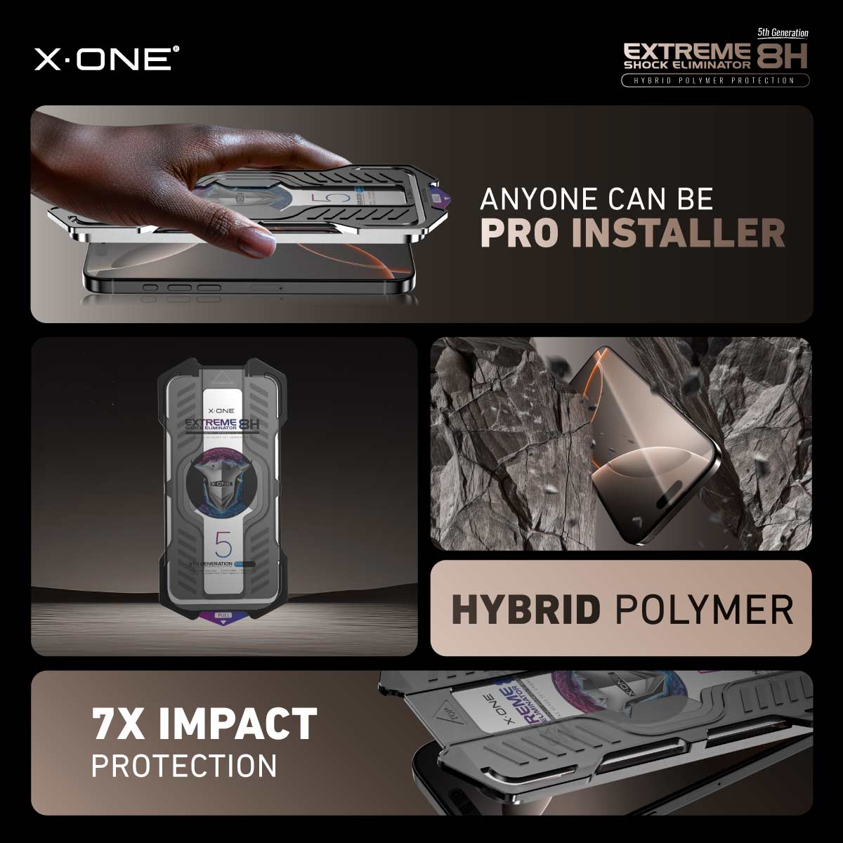 X.One® Hybrid Polymer Impact Screen Protector (ClearHD) with Installer Kit