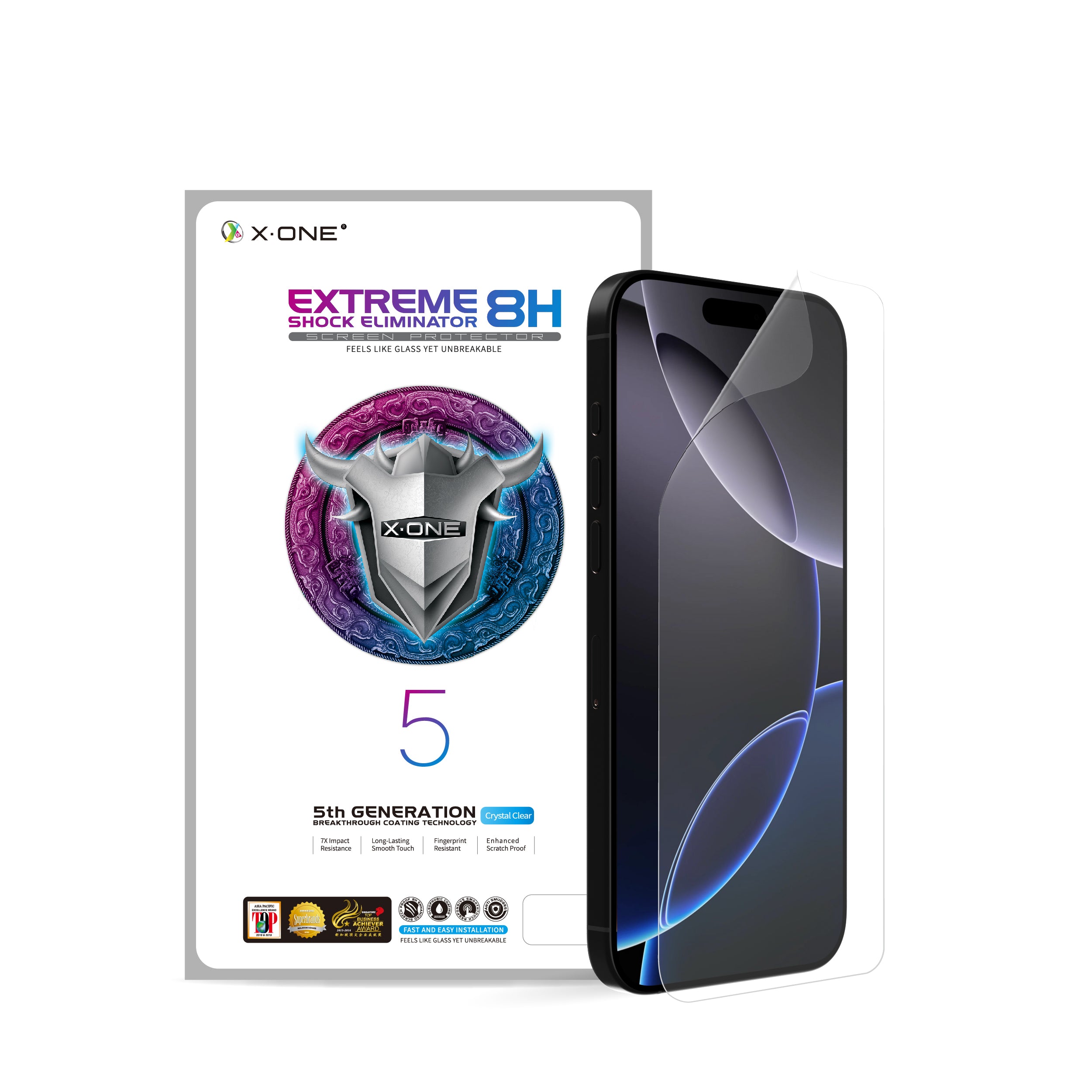X.One® Hybrid Polymer Impact Protection Screen Protector (No Black Bezel/Full Transparency) for iPhone 16 Series